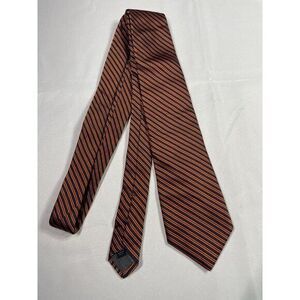 HICKEY FREEMAN Silk Repp Tie Orange‎ Blue Stripes